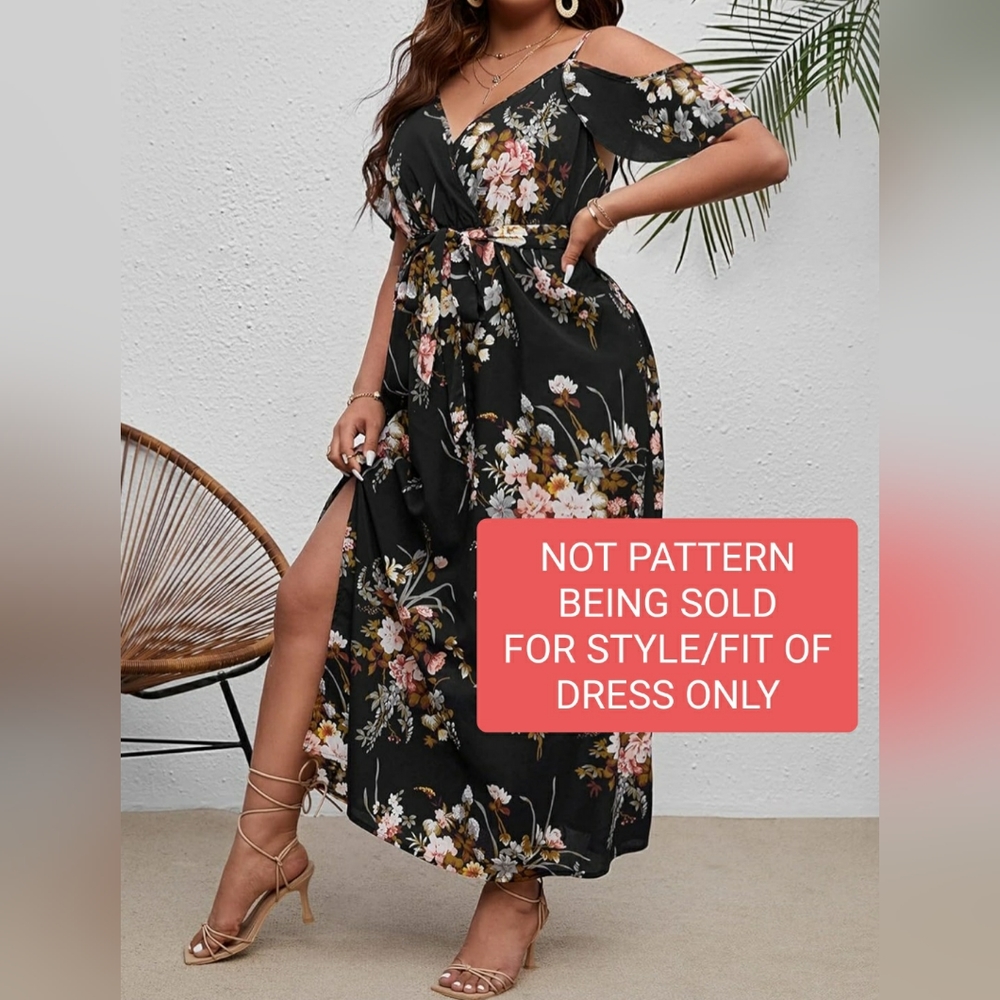 Bloom Chic Floral Cold Shoulder Dress with Split - Picture 5 of 13